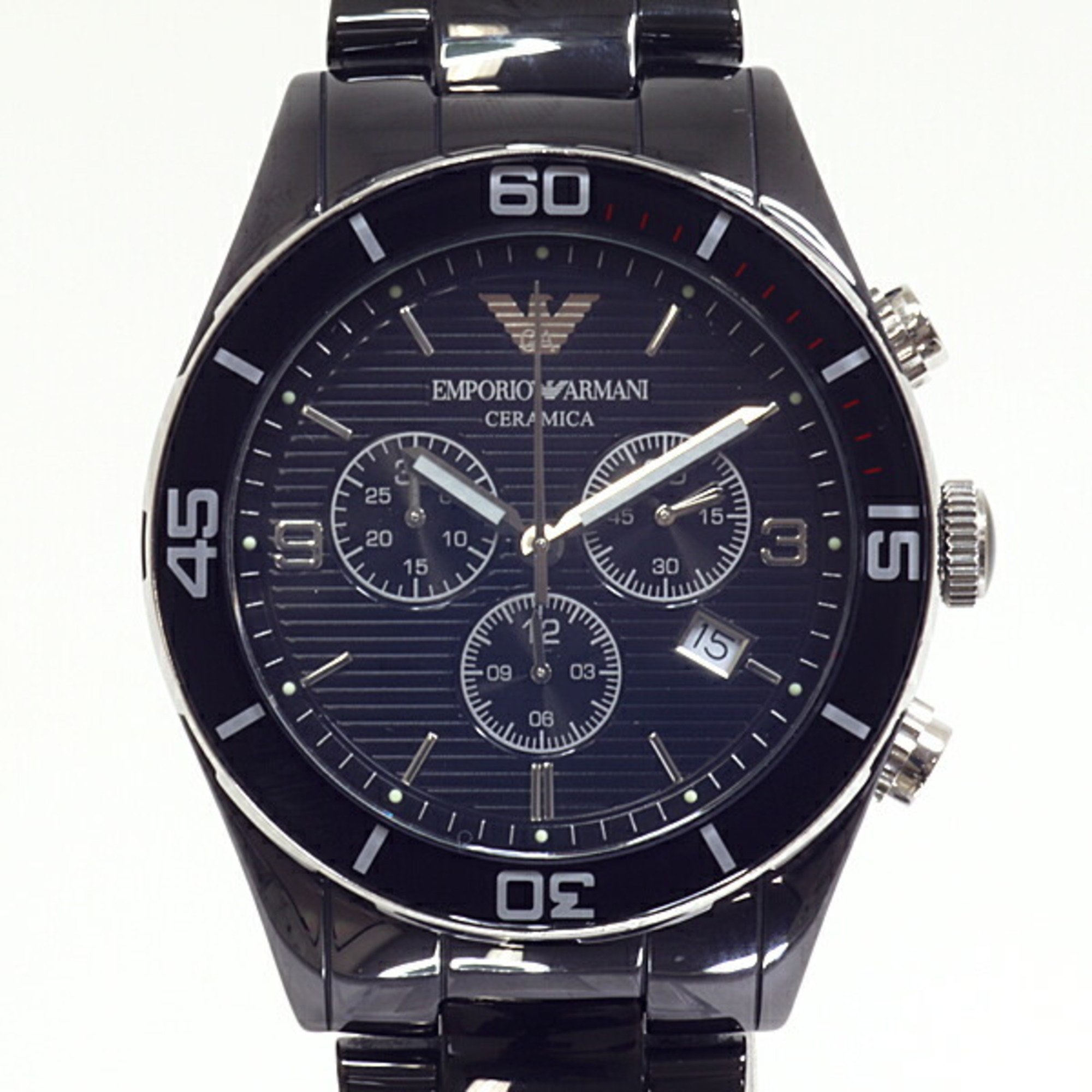 Emporio Armani Men's Watch Ceramica Ar1421 Black Dial Quartz